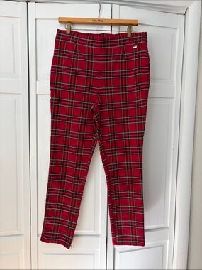 DKNY Red Plaid  Stretch Trousers